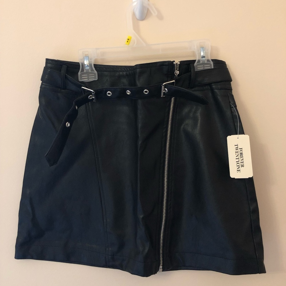 Belted Faux Leather Mini Skirt